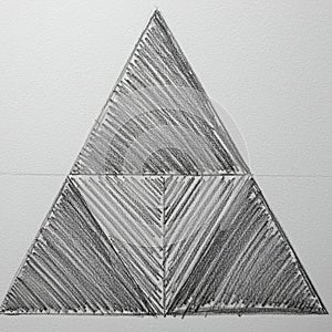 A monochromatic pencil drawing of a triangular geometric pattern consisting of