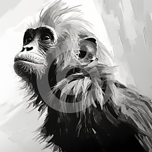 Monochromatic Primate Portraits: Digital Art Free Stock Graphics Download