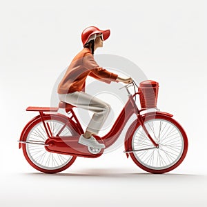 Monochromatic Realism Woman Driving Red Bike 3d Model