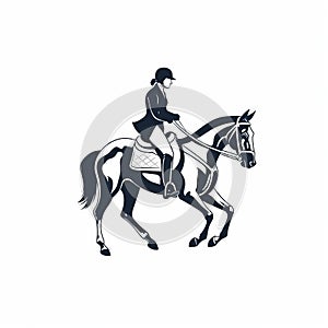 Monochromatic Shadows: A Stunning Equestrian Rider And Horse Logo