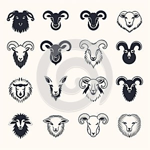 Monochromatic Sheep Logos Collection With Byzantine-style Iconography