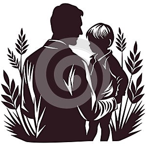 On Happy father\'s day Father and Son in Nature Silhouette photo