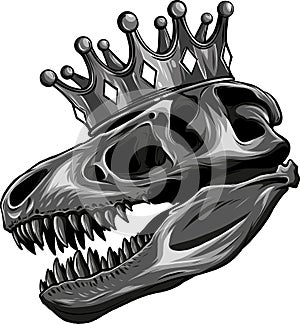 monochromatic skull of Tyrannosaurus rex with crown