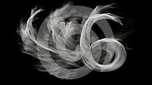 Monochromatic Smoke Drawing Of Number 36 With Flowing Textures