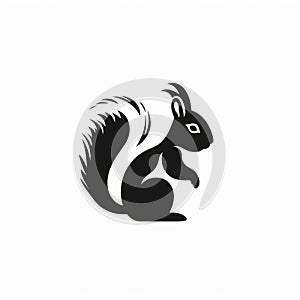 Monochromatic Squirrel Logo On White Background - Minimalist Character Design