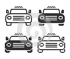 Monochromatic taxi icon in different variants