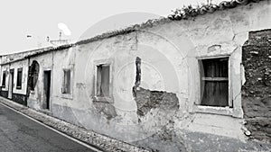 Monochrome abandoned old houses in Portugal