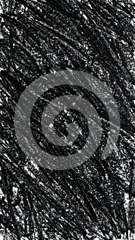 Monochrome Abstract Black and White Scribble Texture with Chaotic Rough Pattern