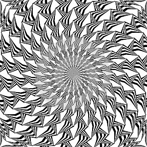 Monochrome abstract decorative spiral background in op art