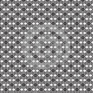 Intricate black and white geometric pattern with repeating hexagonal