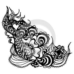 Monochrome abstract doodle curlicue sketched art vector