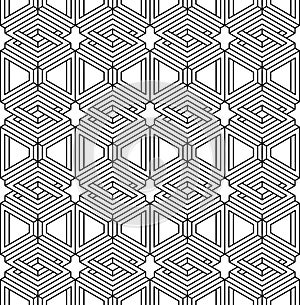 Monochrome abstract interweave geometric seamless pattern. Vector