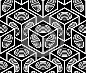 Monochrome abstract interweave geometric seamless pattern. Vector