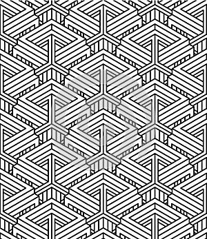 Monochrome abstract interweave geometric seamless pattern. photo