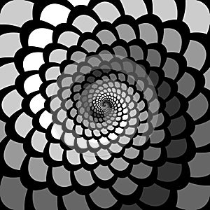 Monochrome abstract perspective spiral rotation ba