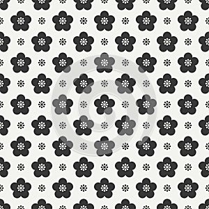 Monochrome abstract seamless floral pattern. Flowers and leaves. Wrapping paper. Scrapbook paper. Tiling. Vector
