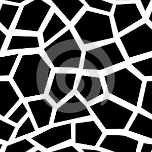Monochrome abstract seamless pattern, black and white crackled texture