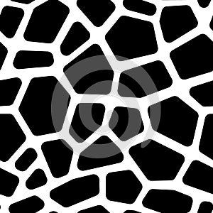 Monochrome abstract seamless pattern, black and white crackled texture