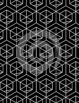 Monochrome abstract textured geometric seamless pattern with geo