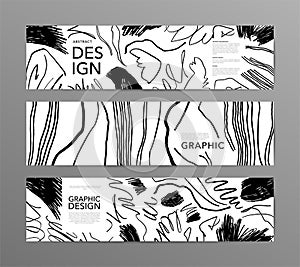 Monochrome abstract vector banners set