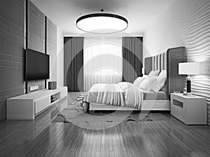 Monochrome art deco bedroom