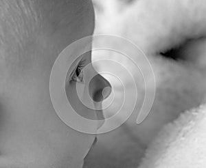 Monochrome baby side view abstract