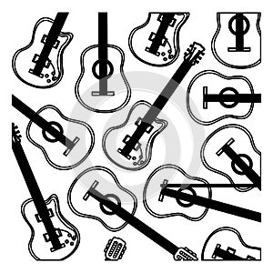 monochrome background with electric guitars set