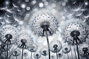 Monochrome dimensional modern dandelion background photo