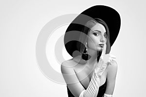 Monochrome beauty shots of an elegant woman in a hat