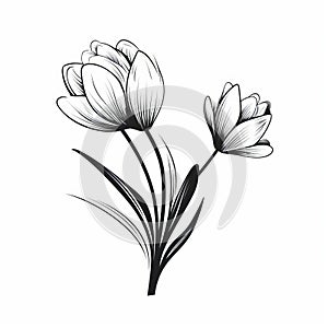 Monochrome Black Crocus: Clean And Sharp Inking With Graceful Lines