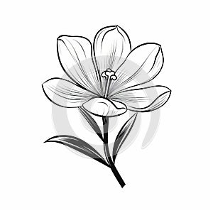 Monochrome Black Crocus Flower Svg - Simple Floral Design