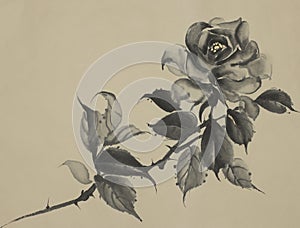 Monochrome black rose flower