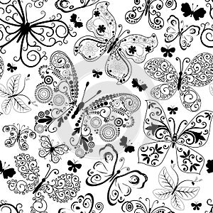 Monochrome black seamless pattern photo