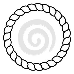 Monochrome black and white circle rope frame line art isolated vector