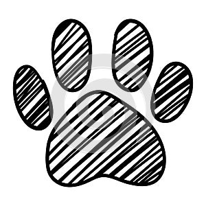 Monochrome black and white dog cat pet animal paw foot isolated hand drawn ink sketch art vector