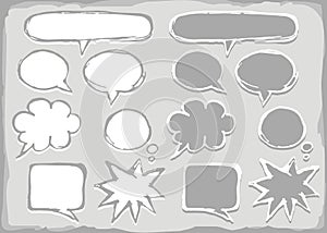 Monochrome blank speech bubble set