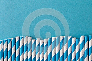 Monochrome blue swirled drinking straws