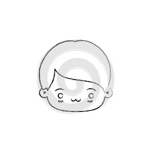 Monochrome blurred silhouette of facial expression exhausted kawaii little boy