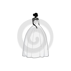 Monochrome Bridal Dress Boutique Logo Ideas, Fashion, Beautiful Bride, Vector Design