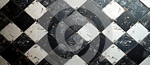 Monochrome Checkered Tile Wall