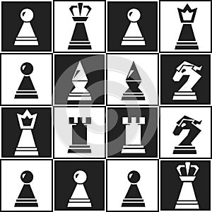 Monochrome chess seamless pattern