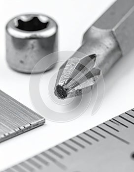 Monochrome Close-up of Engineering Tools