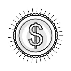 Monochrome contour in currency symbol dollar photo