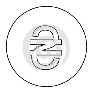 monochrome contour with currency symbol of grivna ukraine in circle
