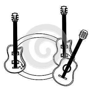 monochrome contour with guitars set electric and acoustic