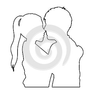 monochrome contour with half body couple hugged