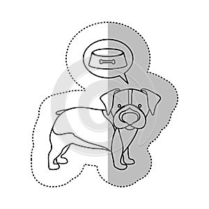 Monochrome contour middle shadow sticker with with beagle dog thinkin food