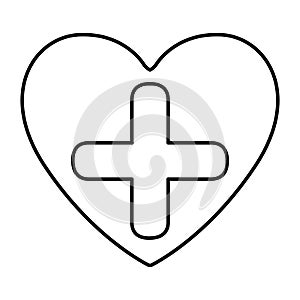 monochrome contour with symbol cross in heart