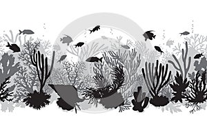 Monochrome Coral Reef Line Pattern