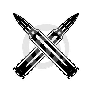 Monochrome crossed cartridge for machine gun illustrations. Isolated vector template photo